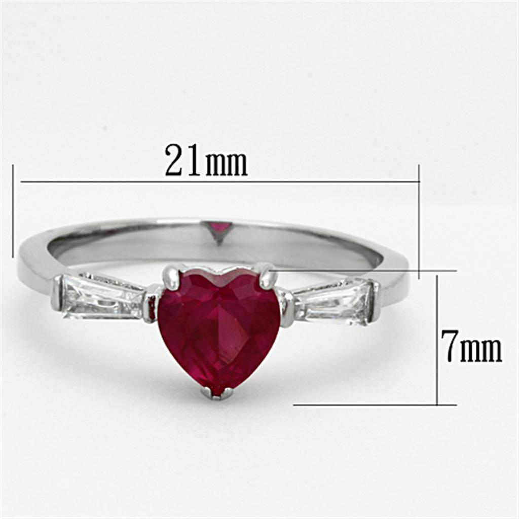 Ruby Red Heart Crystal Stainless Steel Ring