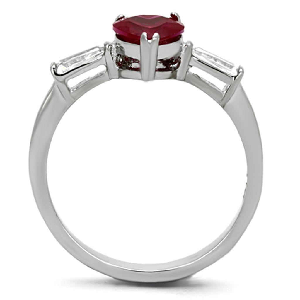 Ruby Red Heart Crystal Stainless Steel Ring