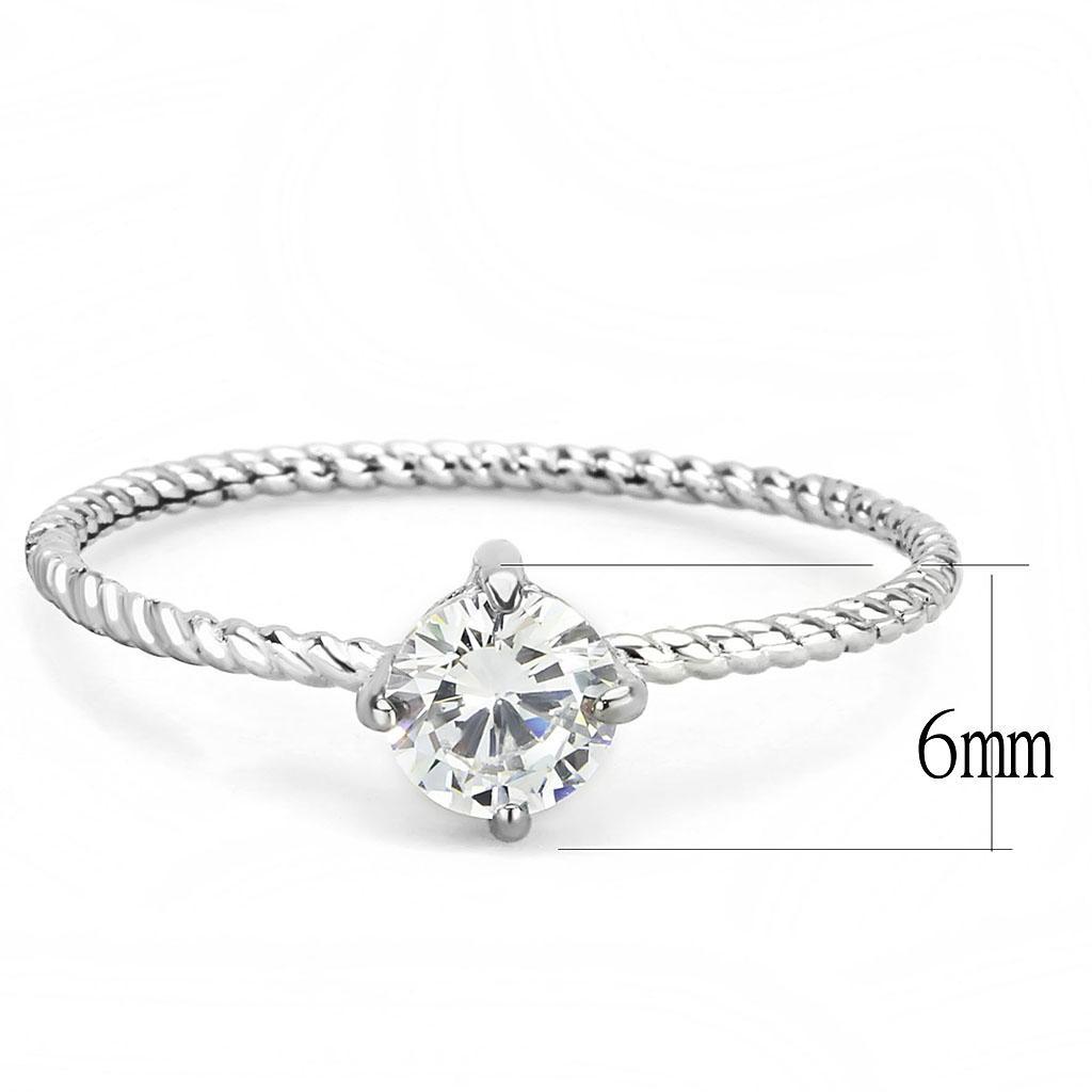 Stainless Steel Twisted Band Ring with CZ Crystal Stacker Ring