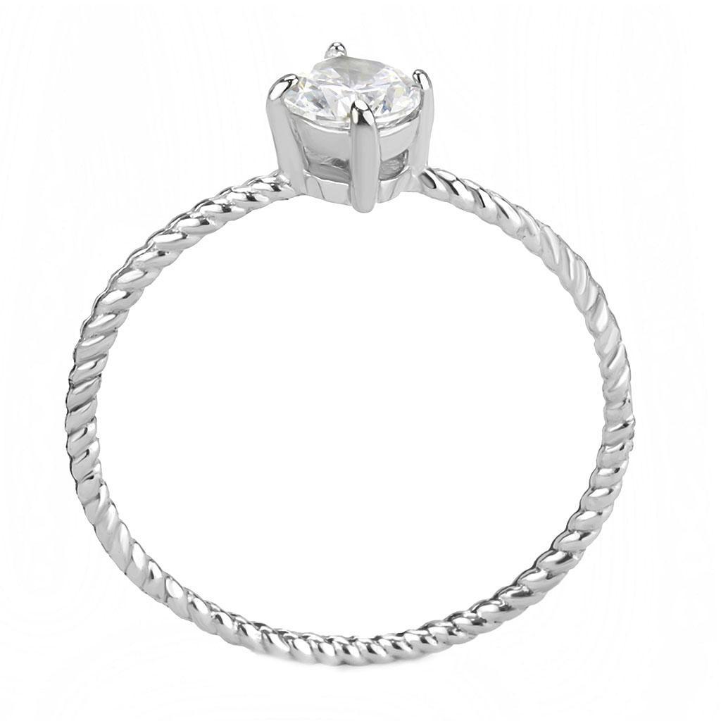 Stainless Steel Twisted Band Ring with CZ Crystal Stacker Ring