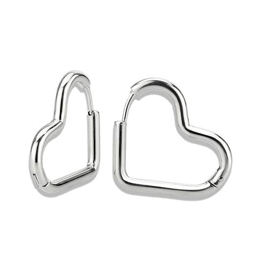 High polished Stainless Steel Clicker Heart Hoop Earrings