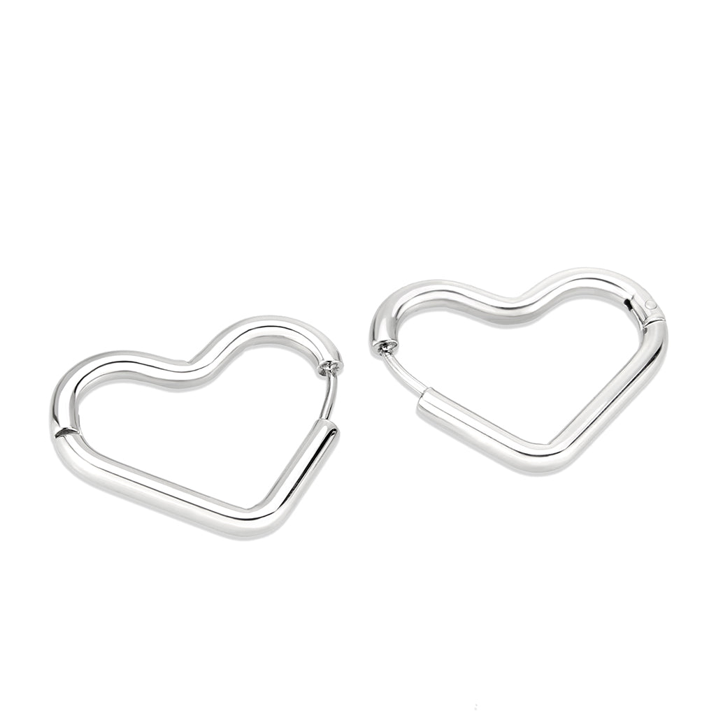 High polished Stainless Steel Clicker Heart Hoop Earrings