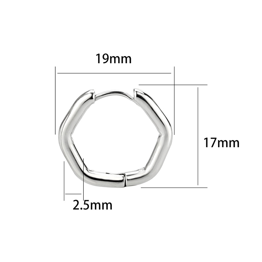 High polished Stainless Steel Clicker Hexagon Hoop Earrings