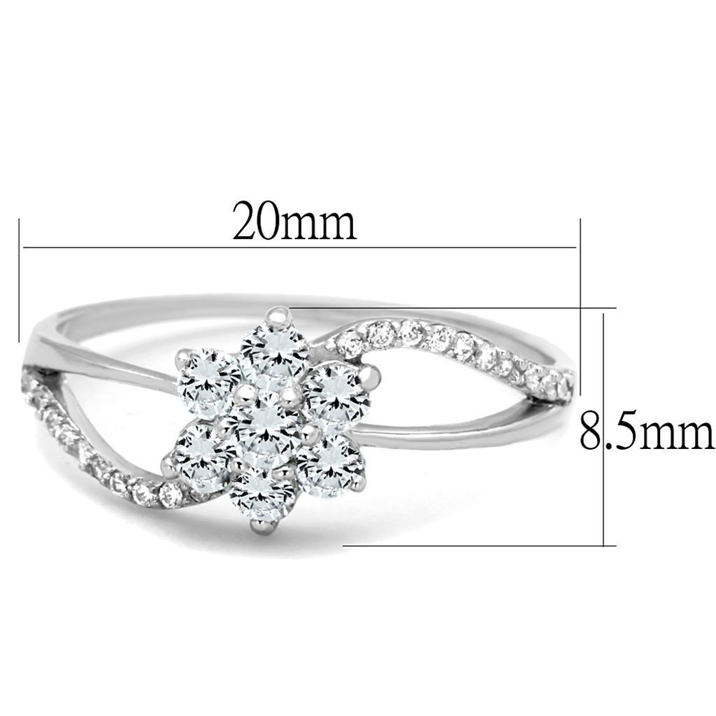 Flower and Vine 925 Sterling Silver Ring with CZ Crystals