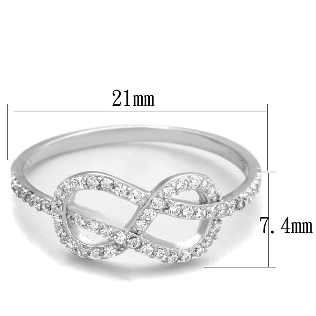 Interlocking Infinity Crystal 925 Sterling Silver Ring with CZ Crystals