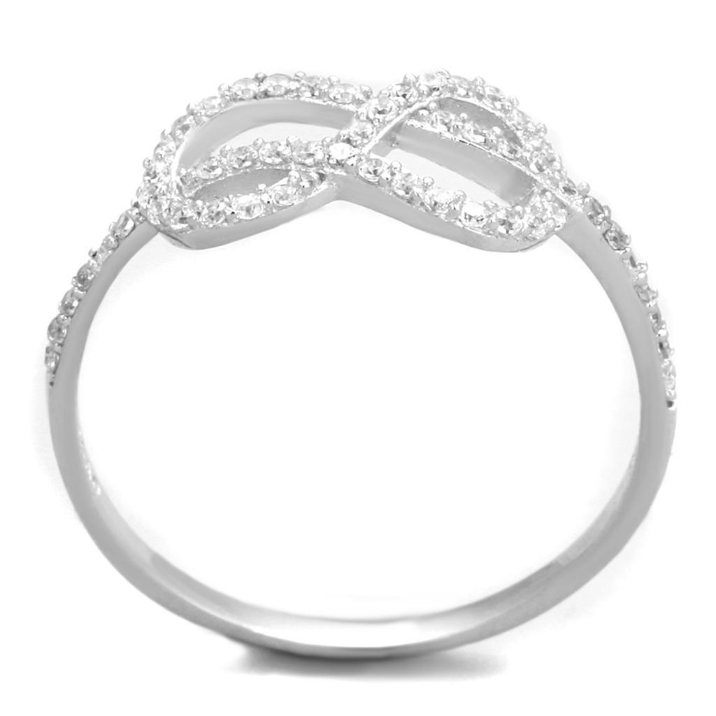 Interlocking Infinity Crystal 925 Sterling Silver Ring with CZ Crystals