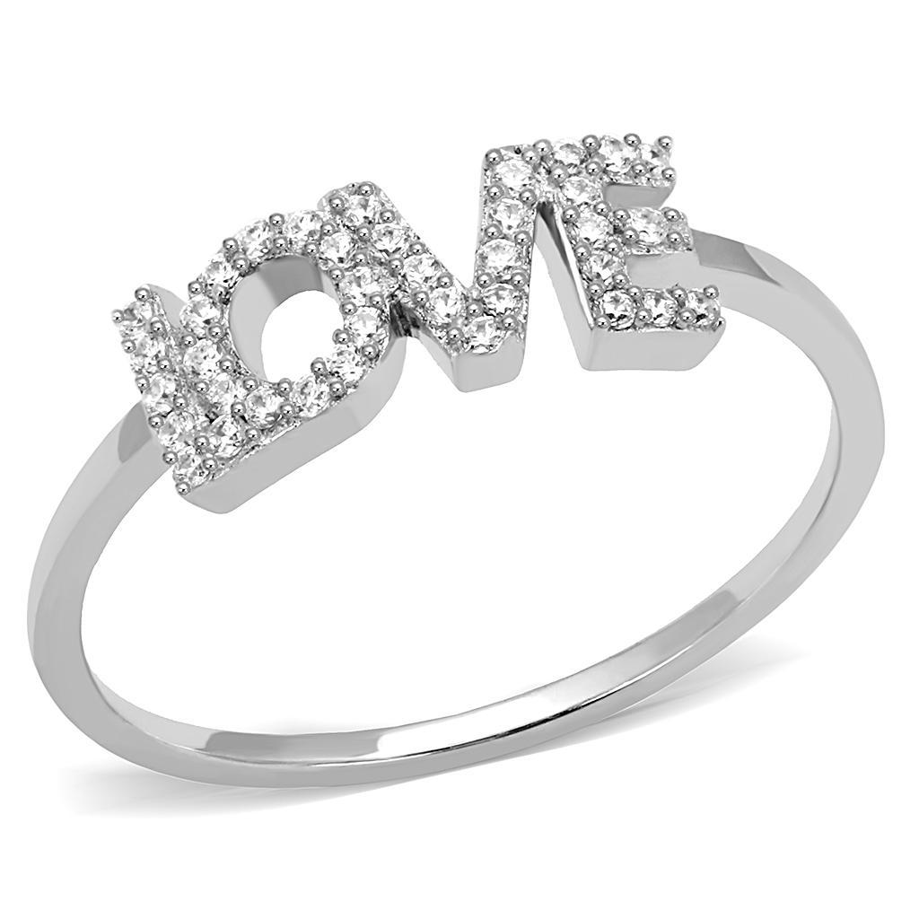 Modern Love Sterling Silver Ring with CZ Crystals