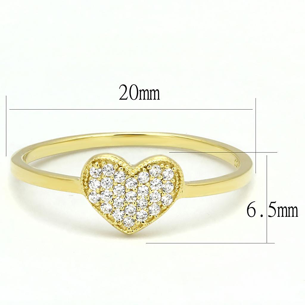 Have a Little Heart Gold Plated Sterling Silver Ring with CZ Crystals