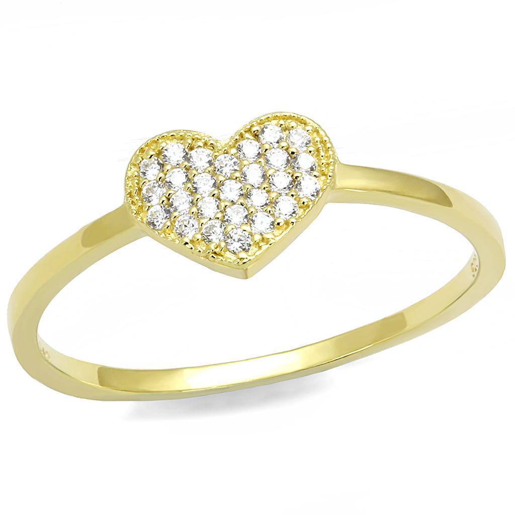 Have a Little Heart Gold Plated Sterling Silver Ring with CZ Crystals