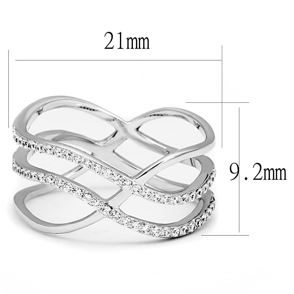 Criss Cross CZ Crystal 925 Sterling Silver Ring