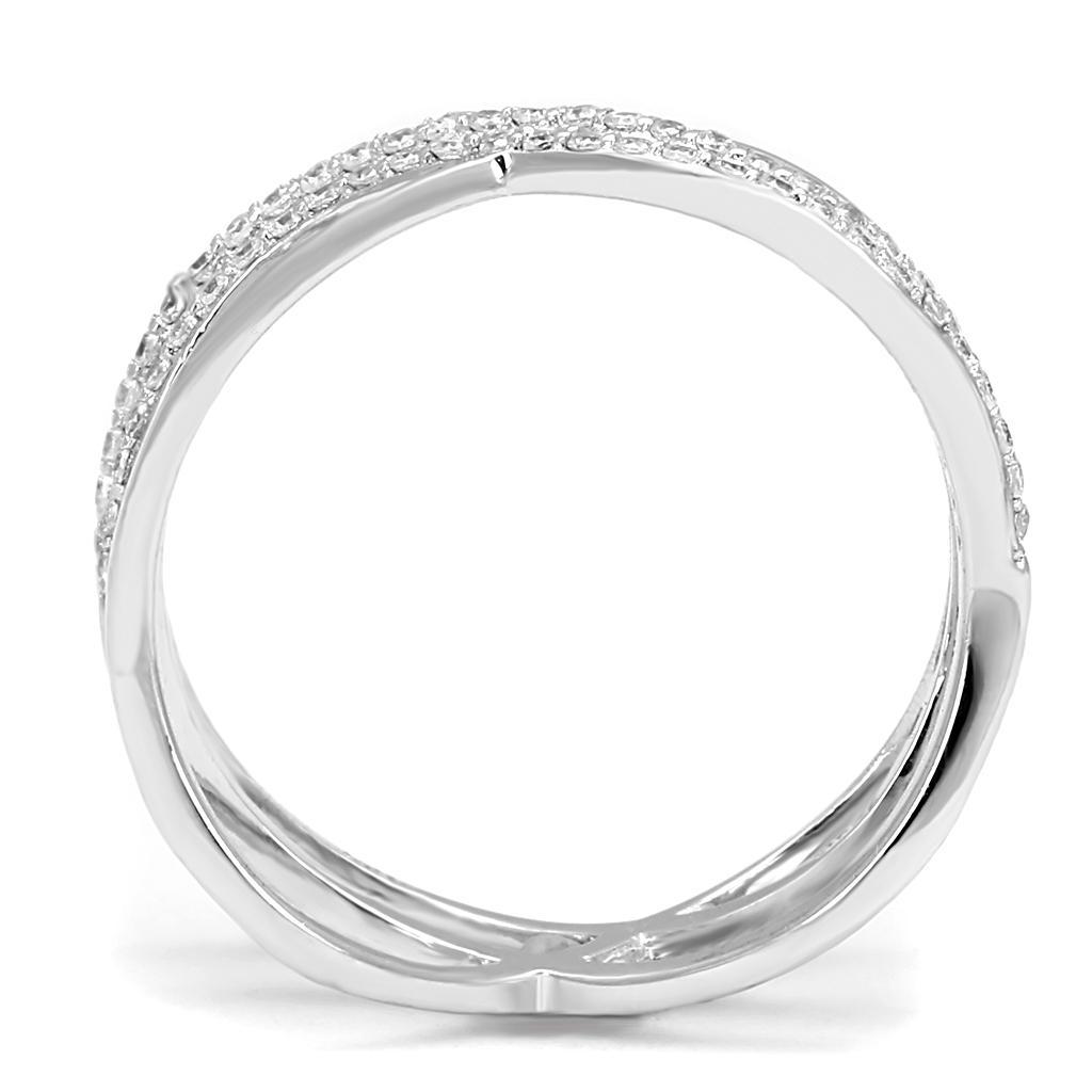 Criss Cross CZ Crystal 925 Sterling Silver Ring