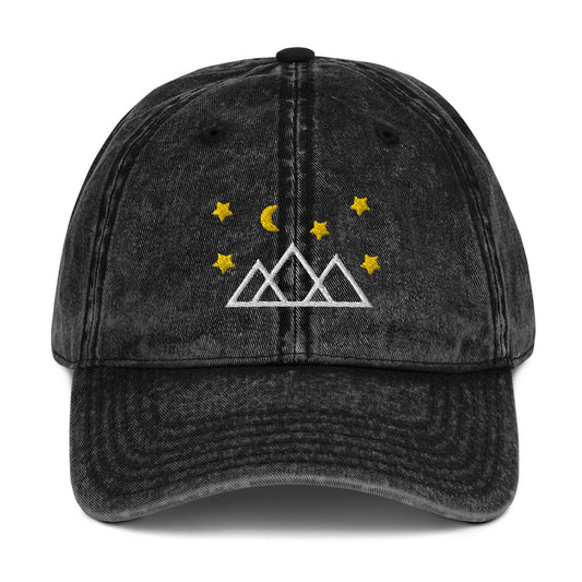 Geo Mountain Range Embroidered Vintage Cotton Twill Cap