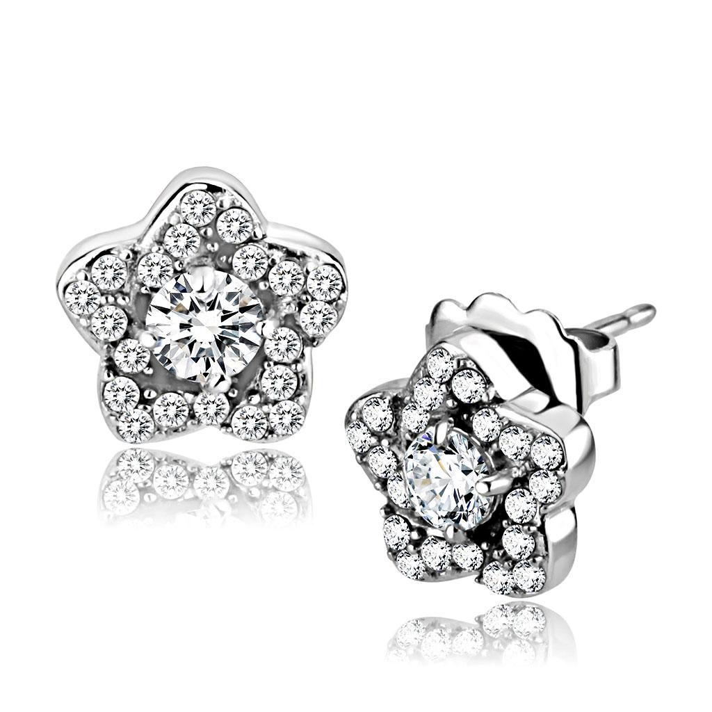 CZ Crystal Star Stainless Steel Stud Earrings