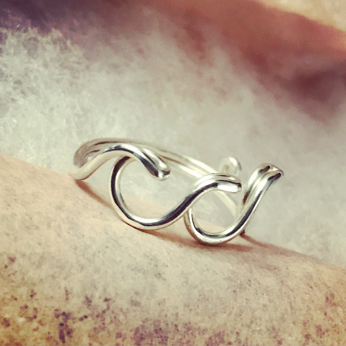 Ocean Waves Sterling Silver Adjustable Ring