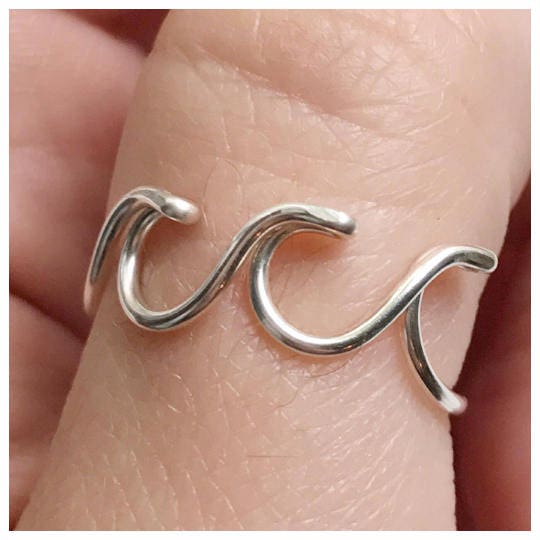 Ocean Waves Sterling Silver Adjustable Ring