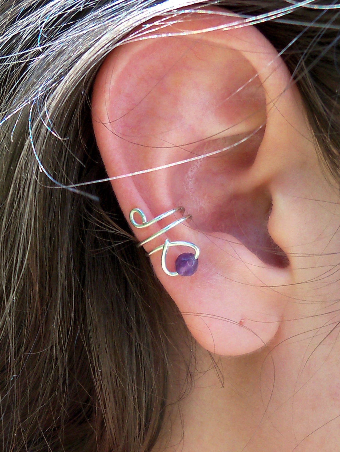 Amethyst Wire Wrapped Conch Ear Cuff