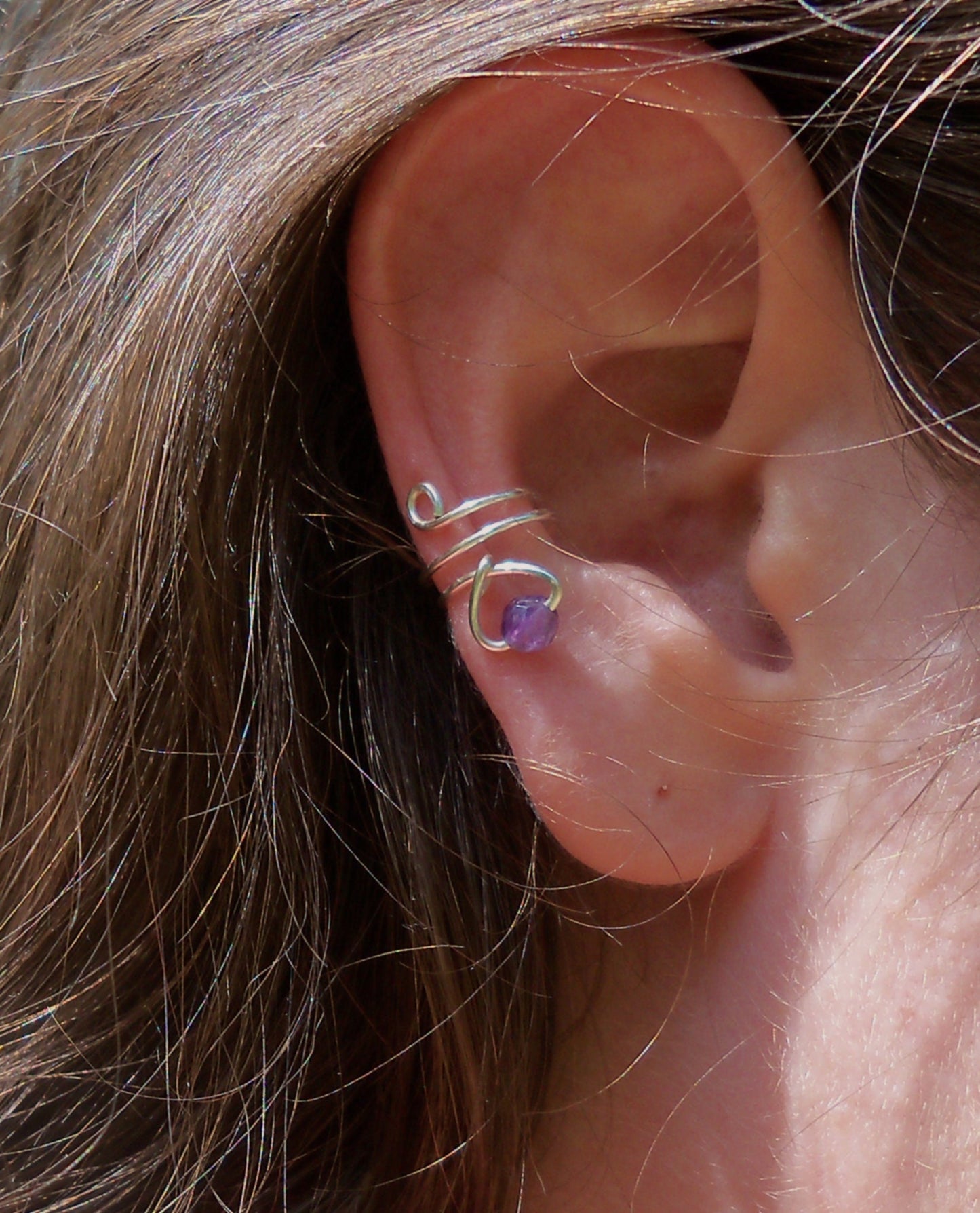 Amethyst Wire Wrapped Conch Ear Cuff