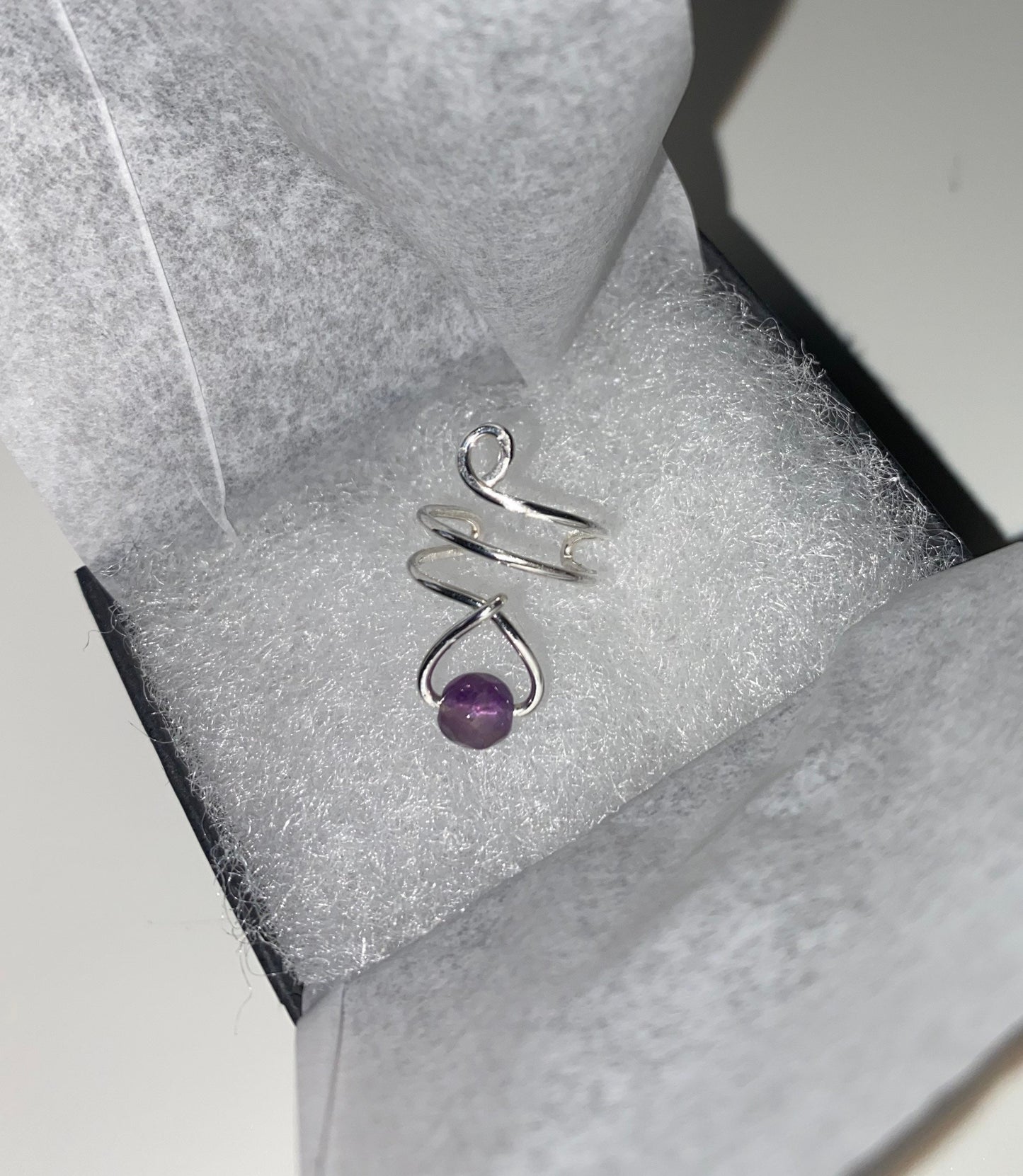 Amethyst Wire Wrapped Conch Ear Cuff