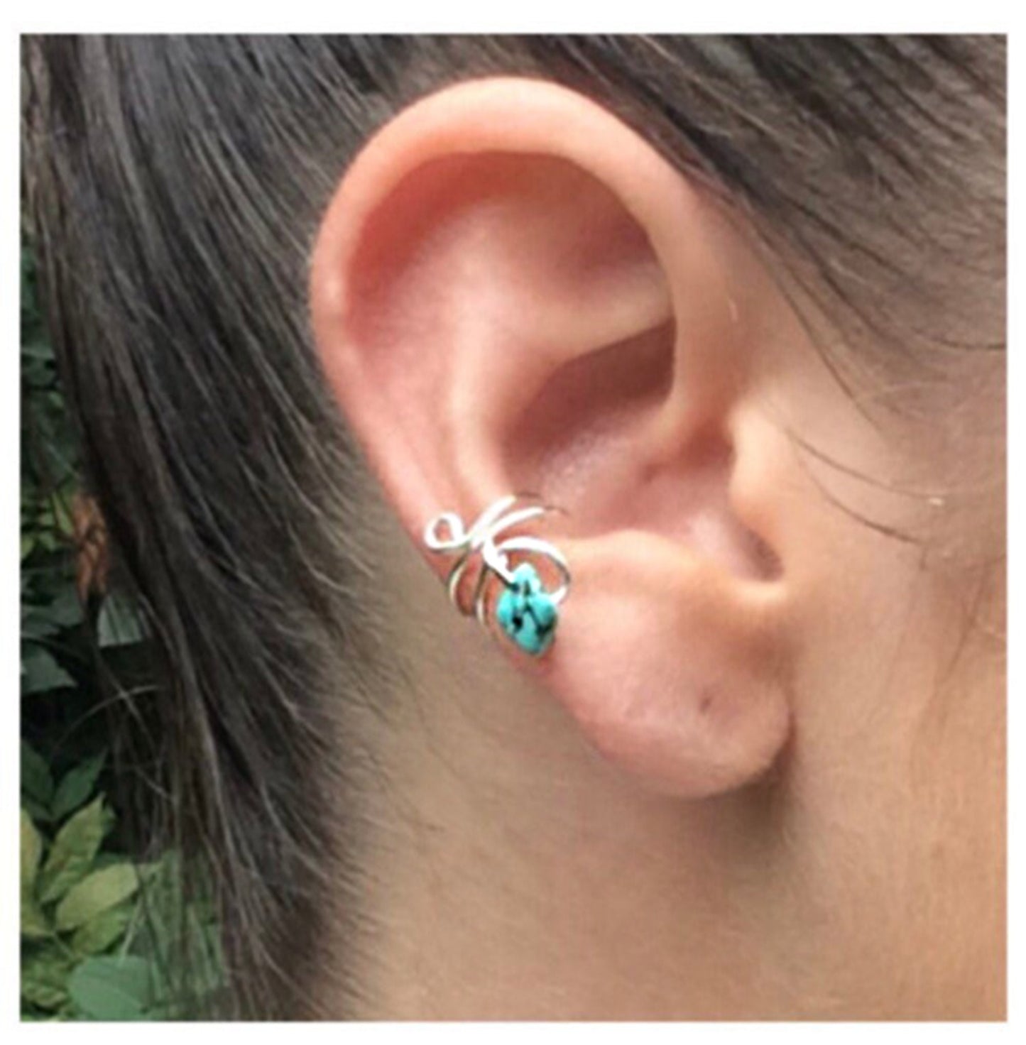 Wire Wrapped Turquoise Stone Ear Cuff