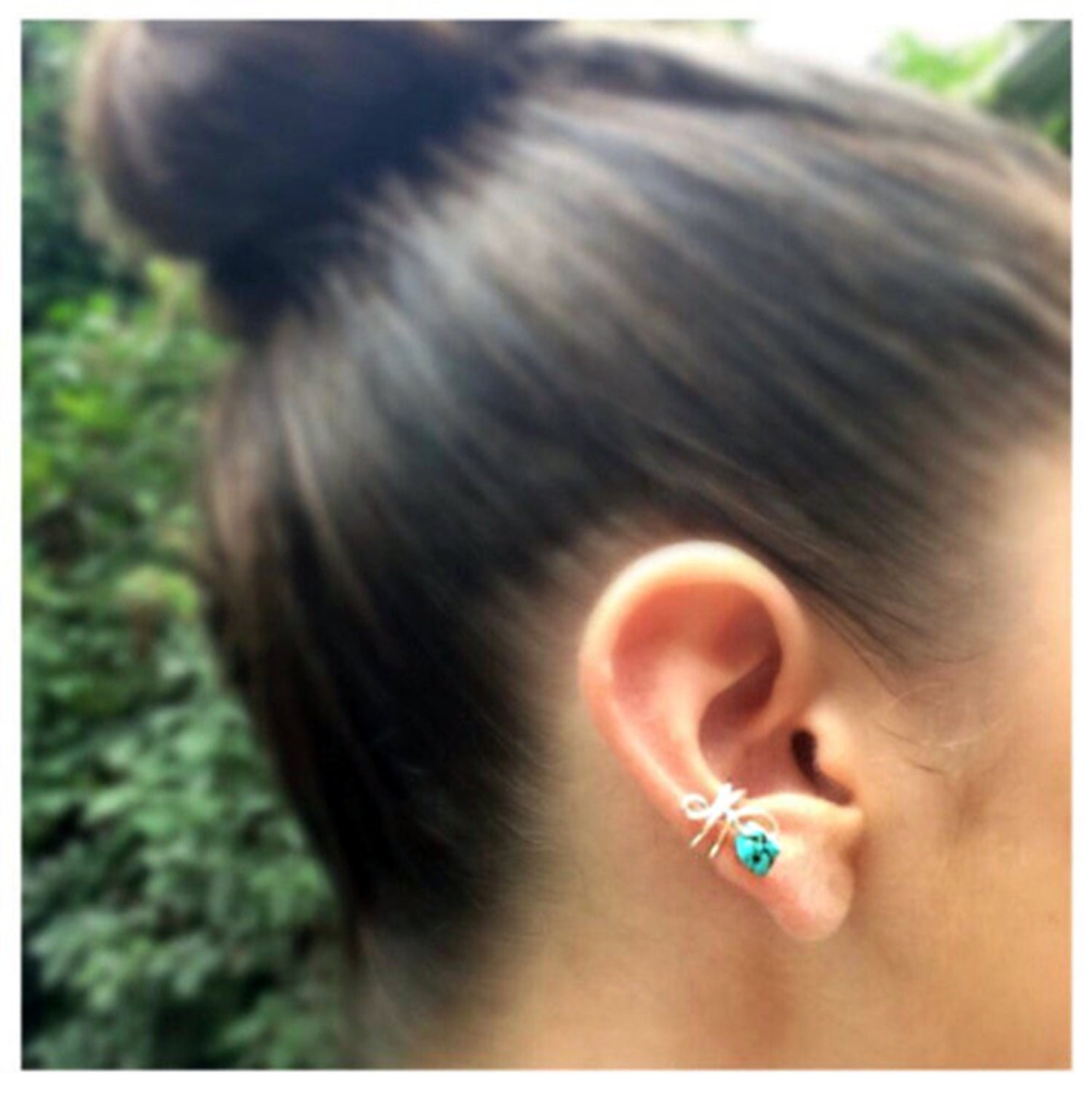 Wire Wrapped Turquoise Stone Ear Cuff