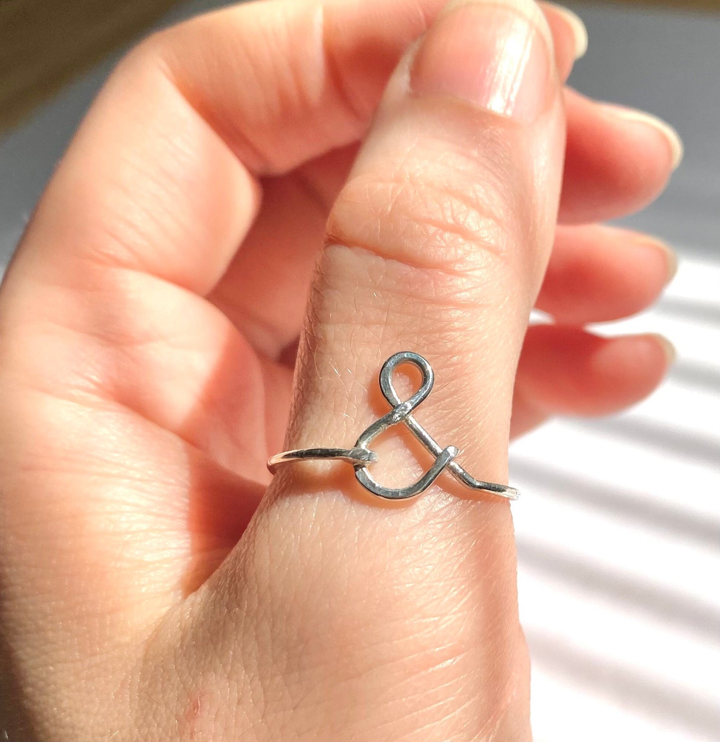 Ampersand Symbol Wire Wrapped Sterling Silver Ring