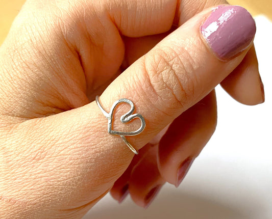 Little Hammered Heart Handmade Ring