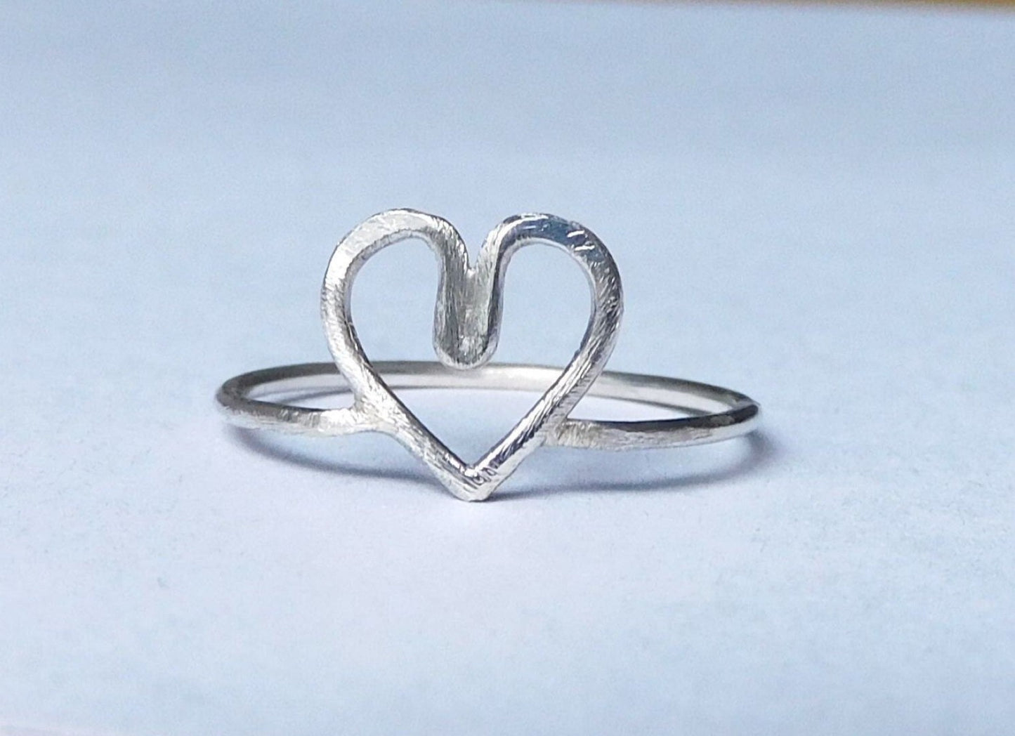 Little Hammered Heart Handmade Ring