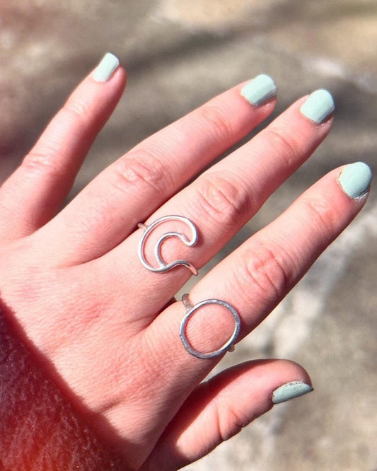 Sterling Silver Crescent Moon Boho Statement Ring