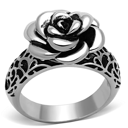 Blooming Rose High polished Stainless Steel Ring